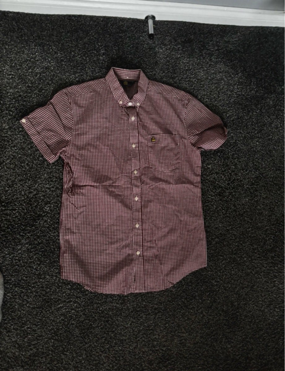 Admiral Burgundy Gingham Short Sleeve Shirt | Size S