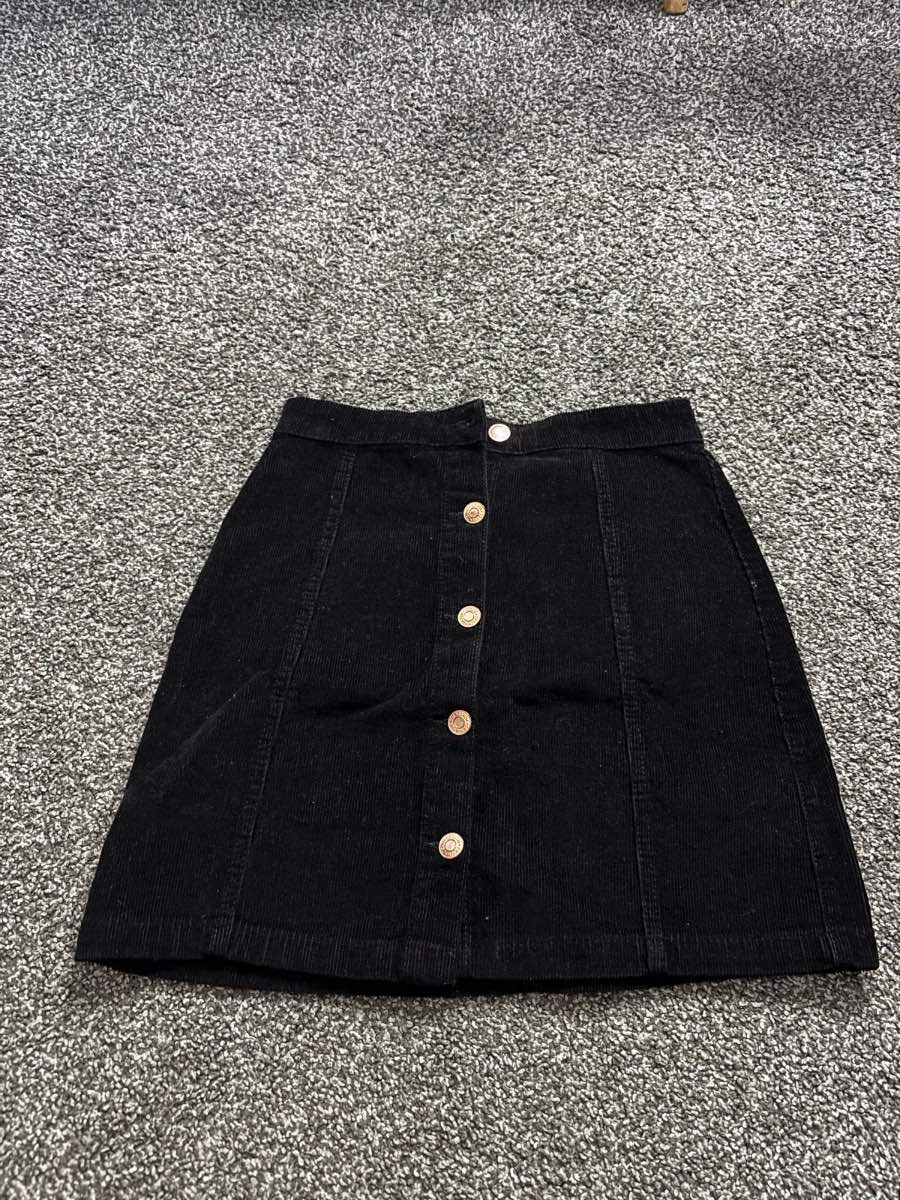 Black Corduroy Mini Skirt