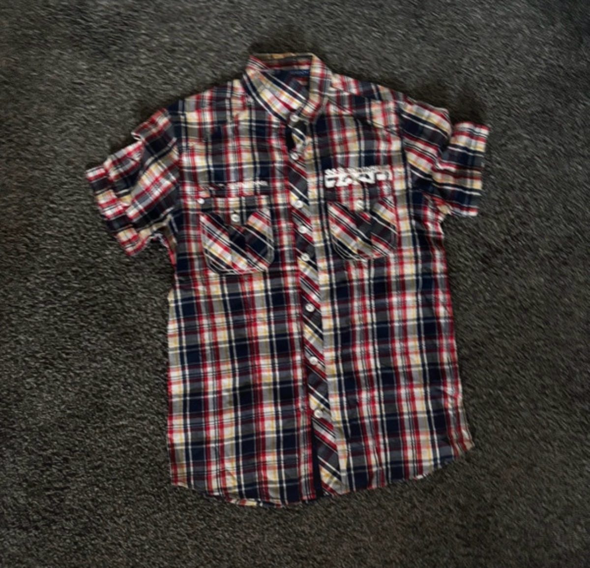 73SR DNM Check Short Sleeve Shirt | Size M | Red/Navy