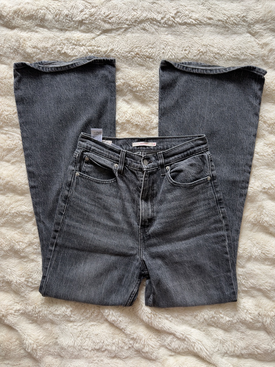 Levi’s Premium 70s High Flare Jeans W26 L32 Grey Black Wash High Rise Y2K Retro