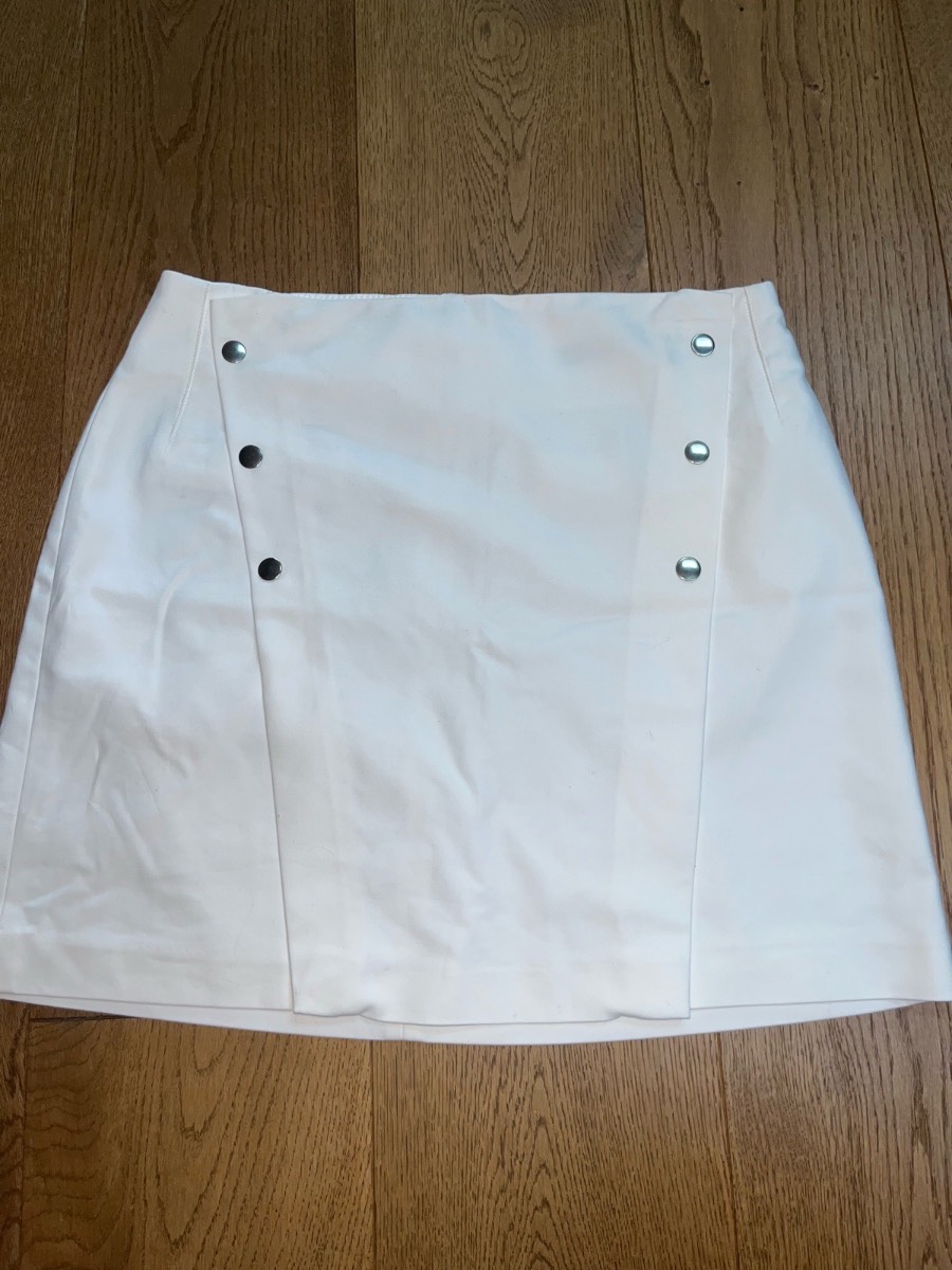 Zara White Mini Skirt Button Detail Cotton Blend Smart Casual A-Line