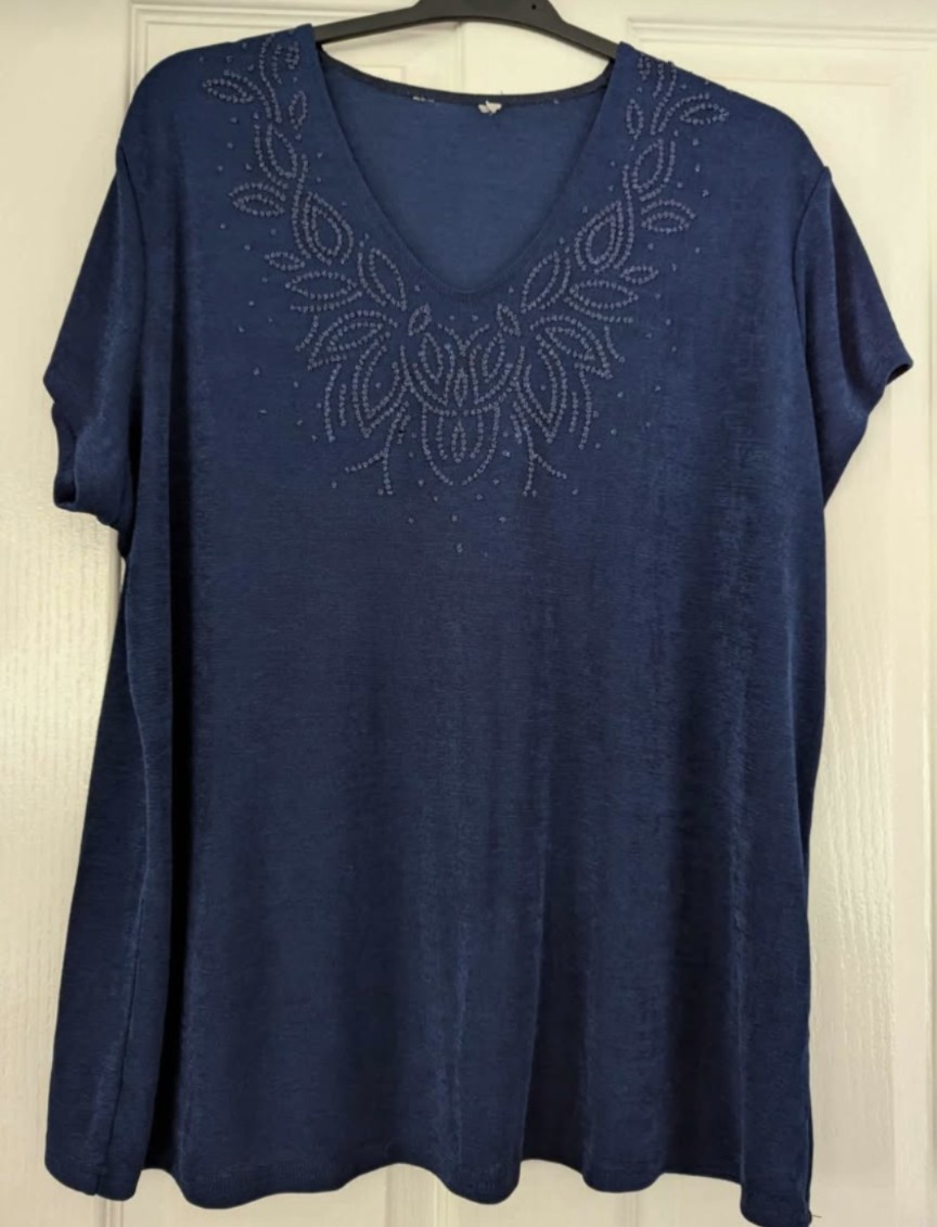 NEW NAVY BEADED TOP 24