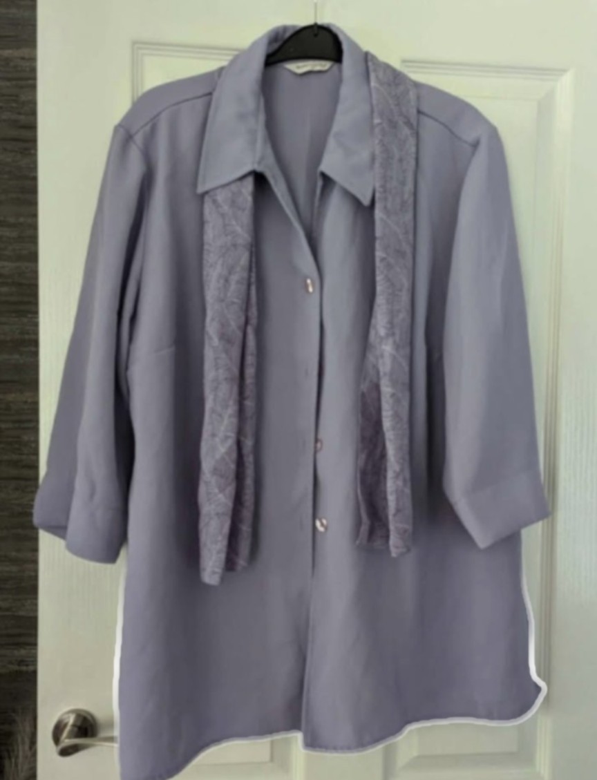 NEW LILAC TUNIC BLOUSE TOP WITH MATCHING SCARF