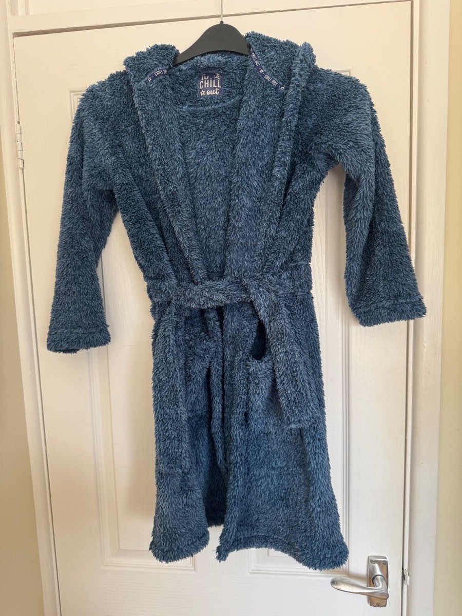 Boys hooded blue dressing gown