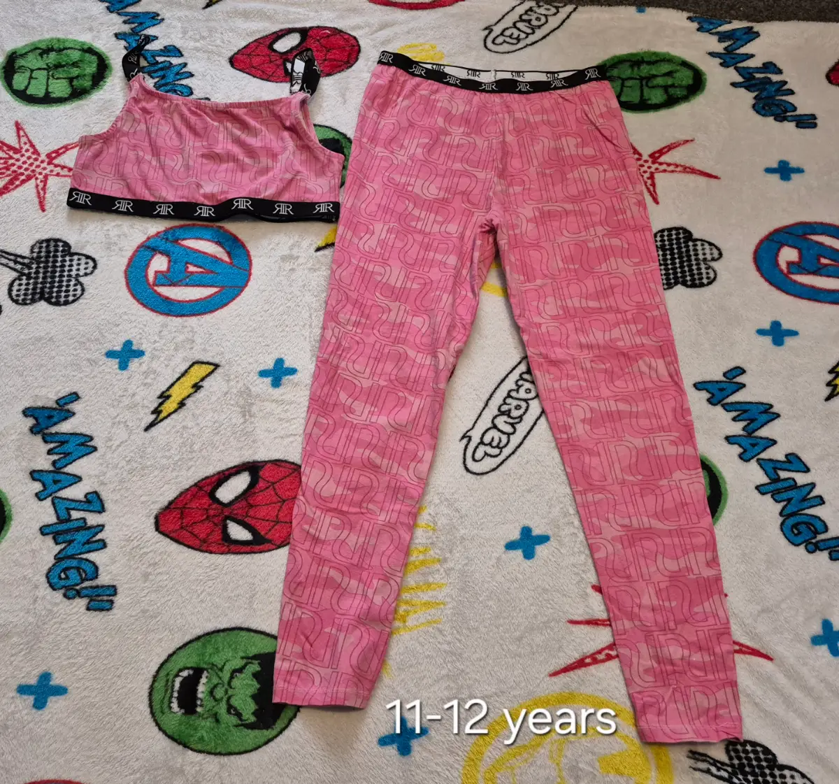 girls river island crop top and leggings set 11-12 years