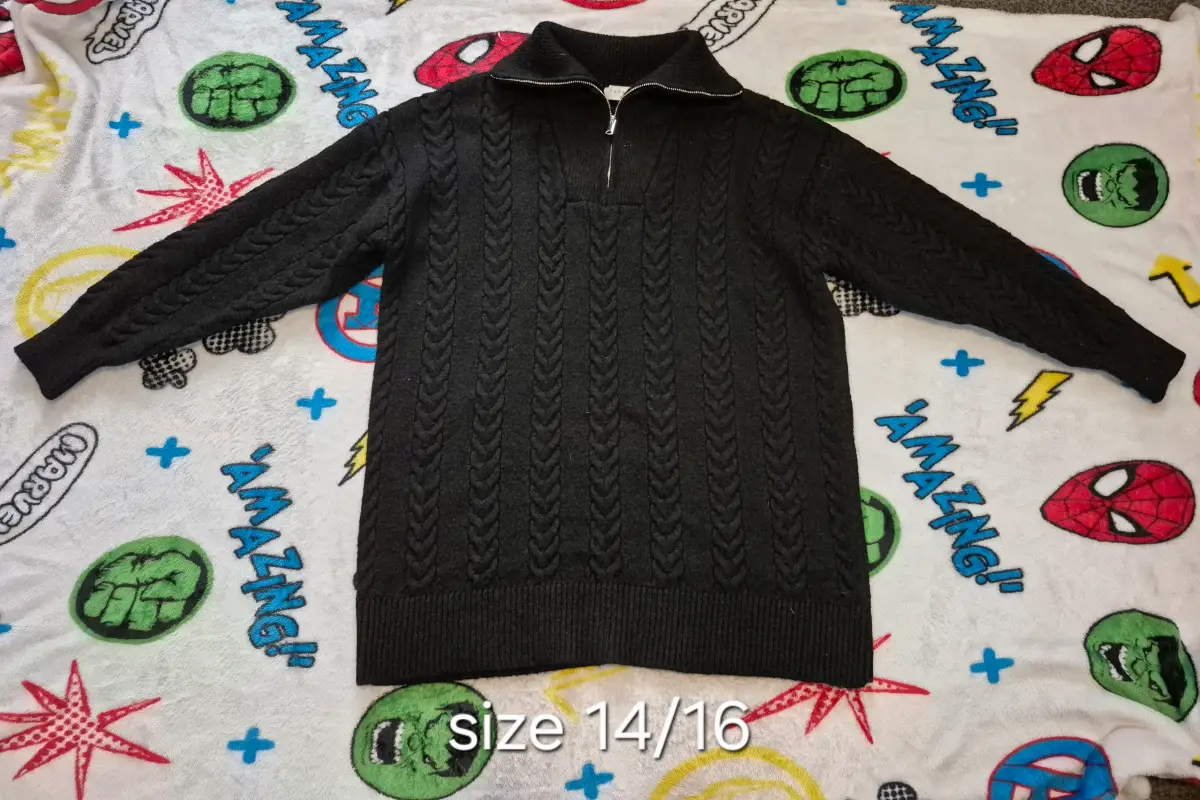papaya knitted quarter zip jumper size L