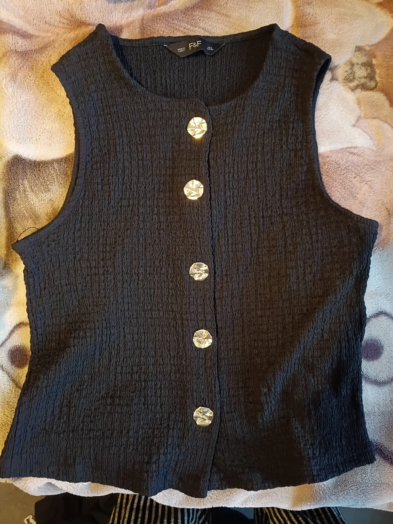 Classy gold button detail waistcoat top