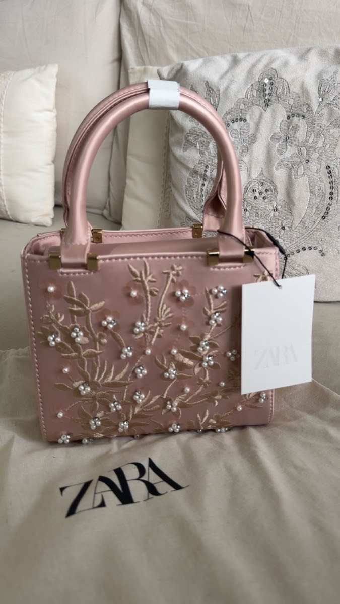 Stunning Zara embroidered bag with pearl detail BNWT