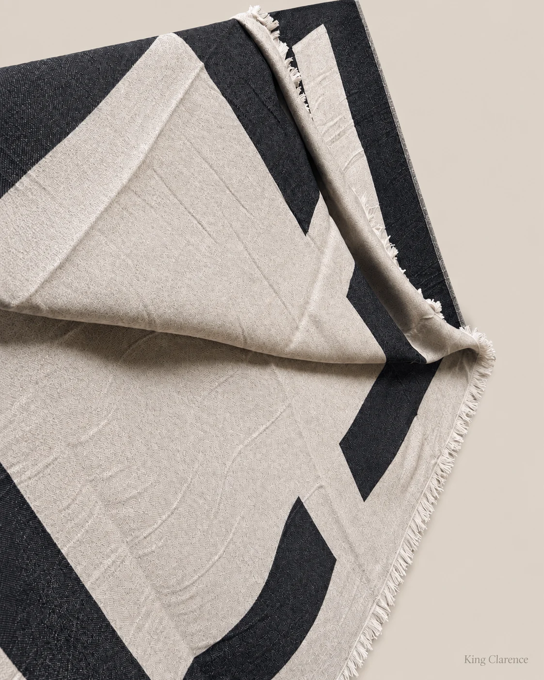 M&S x Kelly Hoppen Black Cream Geometric Throw Blanket