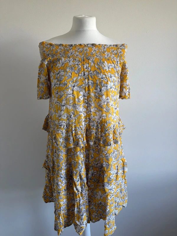 #007 F&F yellow dress with flowers size uk10 eur 36