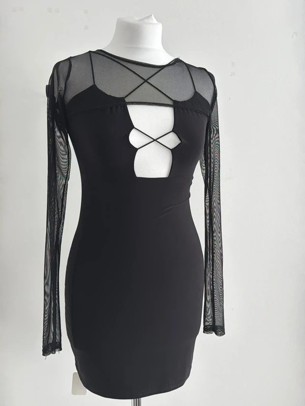#059 Missy empire black fitted dress size uk 10 eur 36