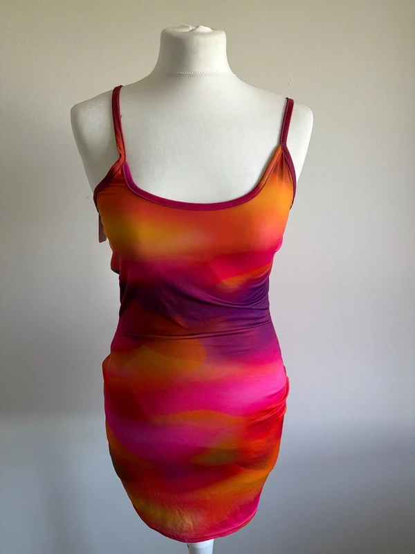 #001 Prettylittlething summer colourful dress size 8 eu 36