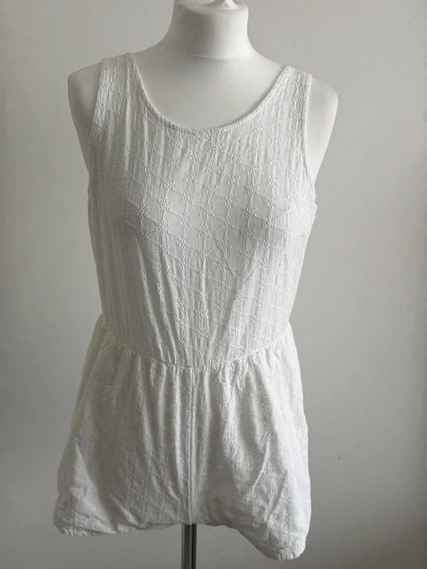 #008 Atmosphere white embroidered jumpsuit size uk 10 eur 38