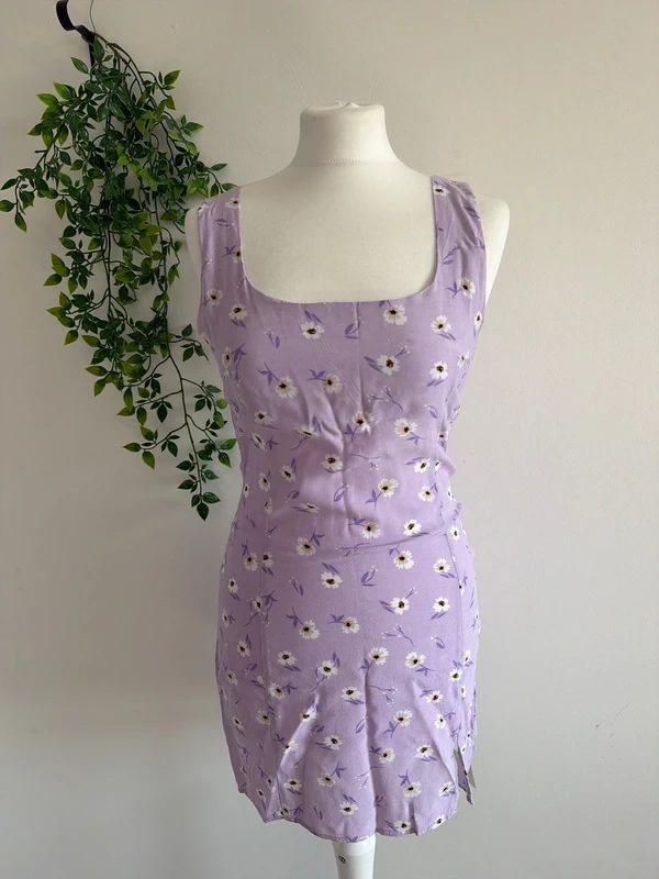 #036 Pull & bear summer purple dress with flower pattern size S