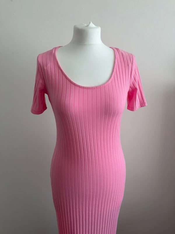 #092 Primark pink ribbed dress size uk 12 eur 40