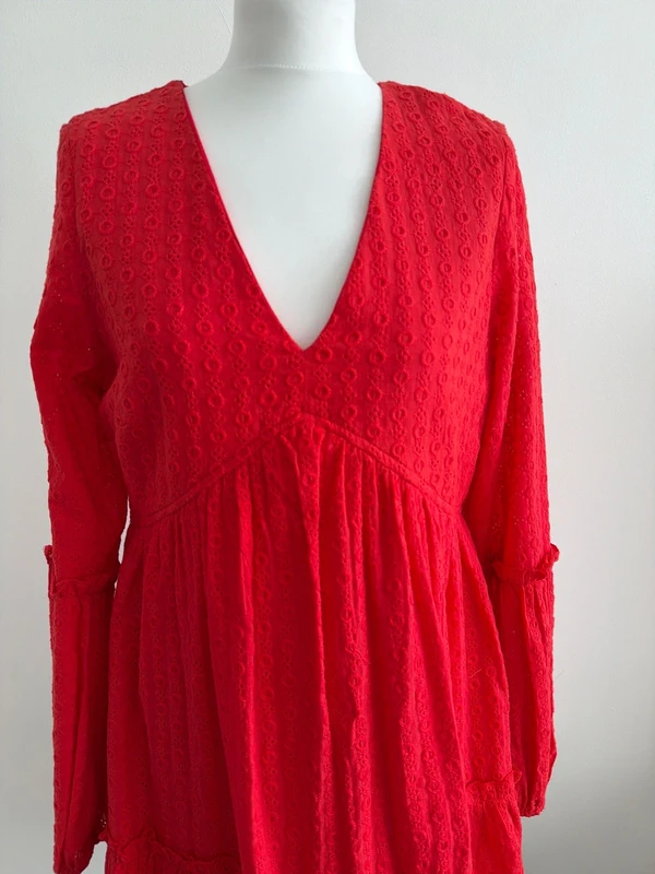 #122 InThe Style red dress with lace embroidery, size 14