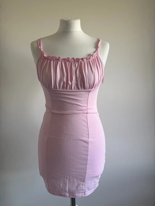 #008 Shein summer pink strappy dress, fitted, size XS, eur 34