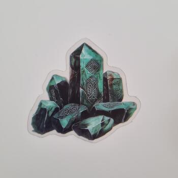 Rune-Carved Emerald Crystals – Ancient Magic Vinyl Sticker