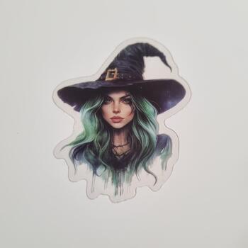 Emerald-Haired Witch – Gothic Fantasy Vinyl Sticker