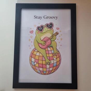 Stay Groovy Frog A4 Art Print – Cute Disco Frog Design on 300gsm Card