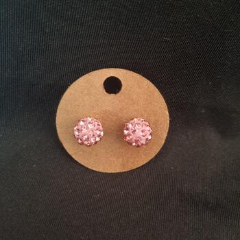 Pink Crystal Pave Ball Stud Earrings