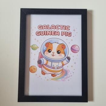 Galactic Guinea Pig A4 Art Print – Cute Space Guinea Pig Design on 300gsm Card