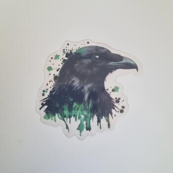 Watercolour Raven Head Vinyl Sticker – Approx 2 Inches