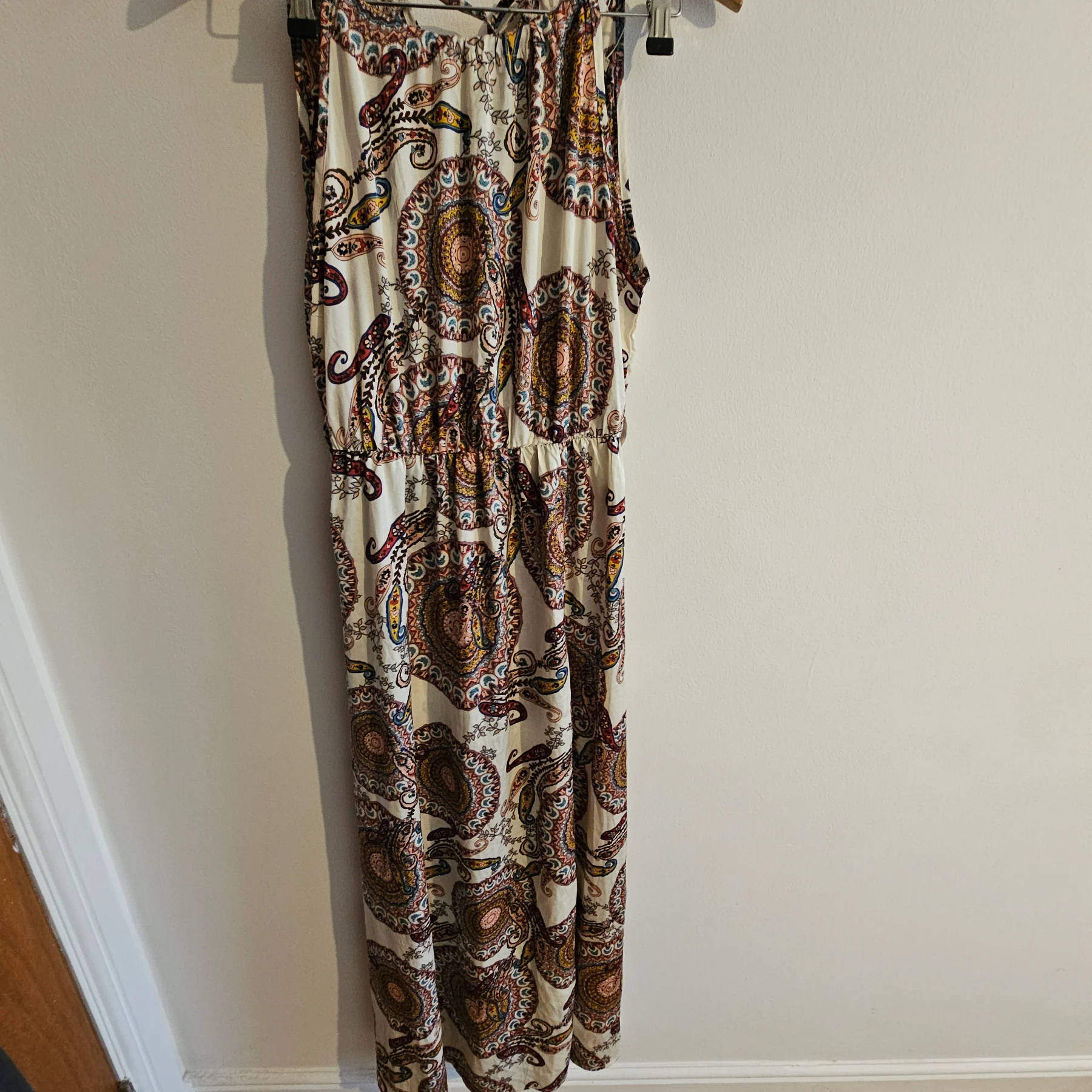 Apricot Paisley Halter Neck Elasticated Waist Maxi Dress - UK 12