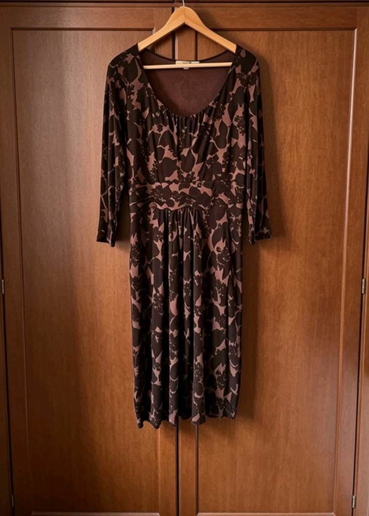 Boden jersey shift dress brown &black floralsize 16
