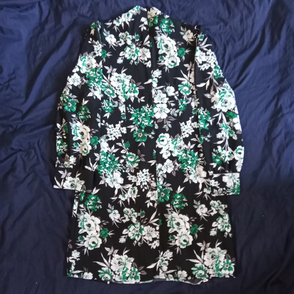 V by Very Floral Long Sleeve Dress Black Green White UK 14