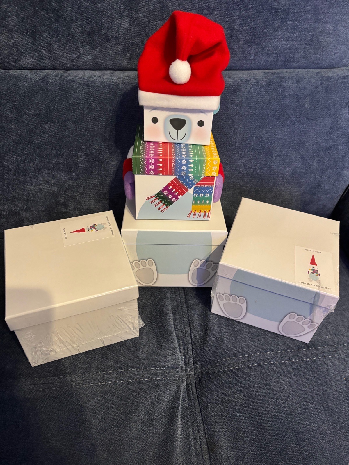 Pack of 3 x Polar Bear Christmas Stacking Boxes
