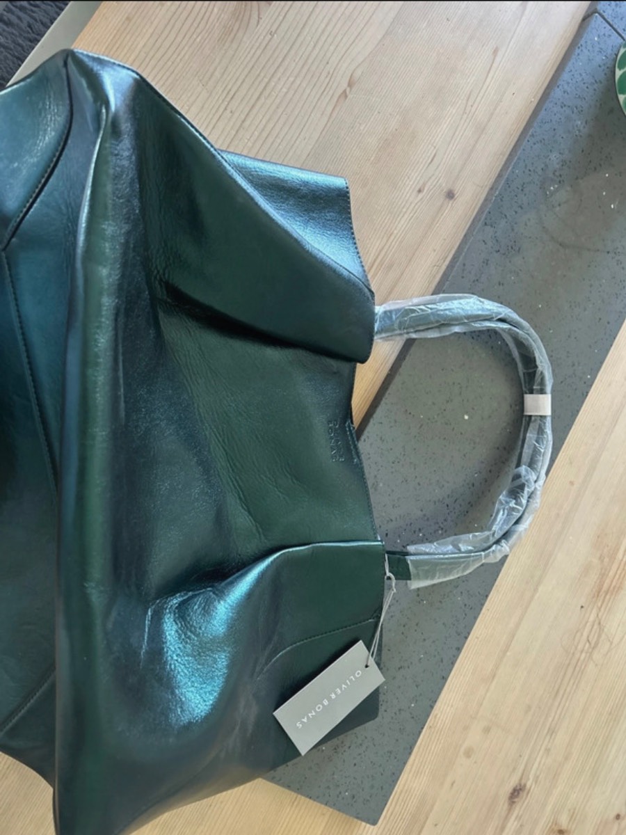 Oliver Bonas Aria Metallic Green Bag