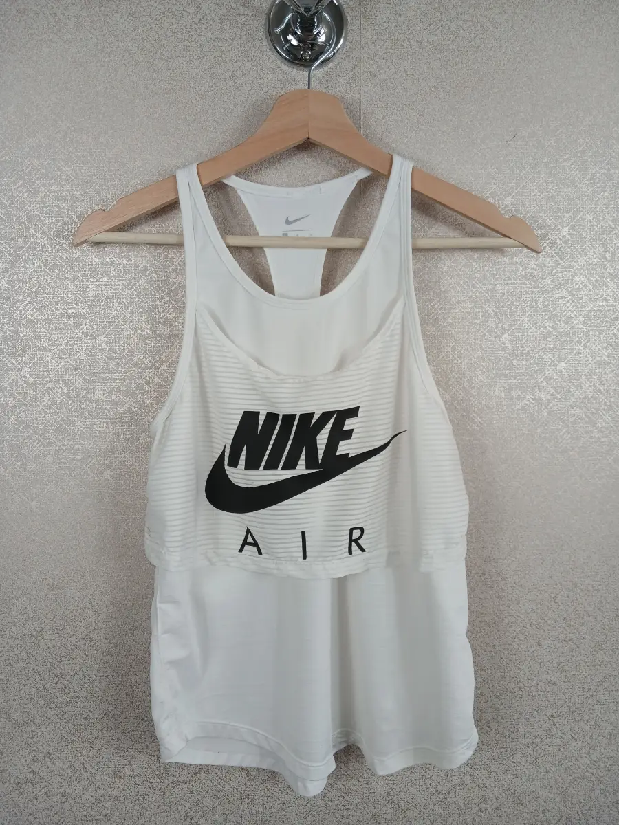 Nike Air Womens 2 In 1 Dri Fit Mesh Running Tank Top White Vest Gym Small S GC