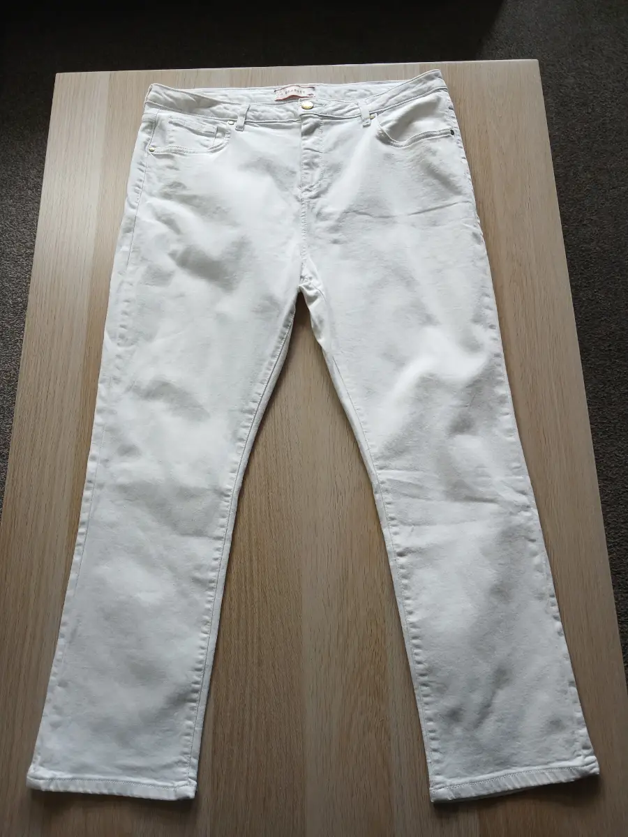 Wallis Scarlet White Jeans Womens UK 18 Slim Straight Leg Ankle Crop Denim Pants