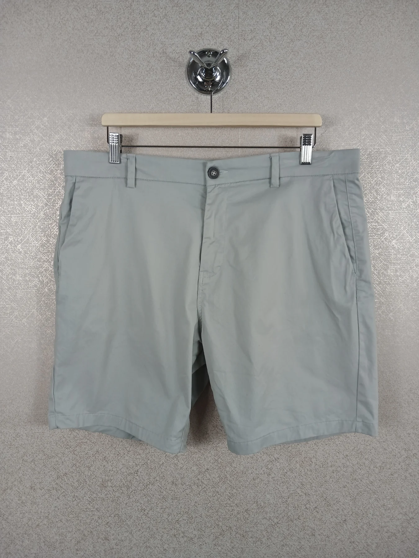 Next Straight Fit Mens Chino Shorts 36S Light Grey Cotton Summer Casual Holiday
