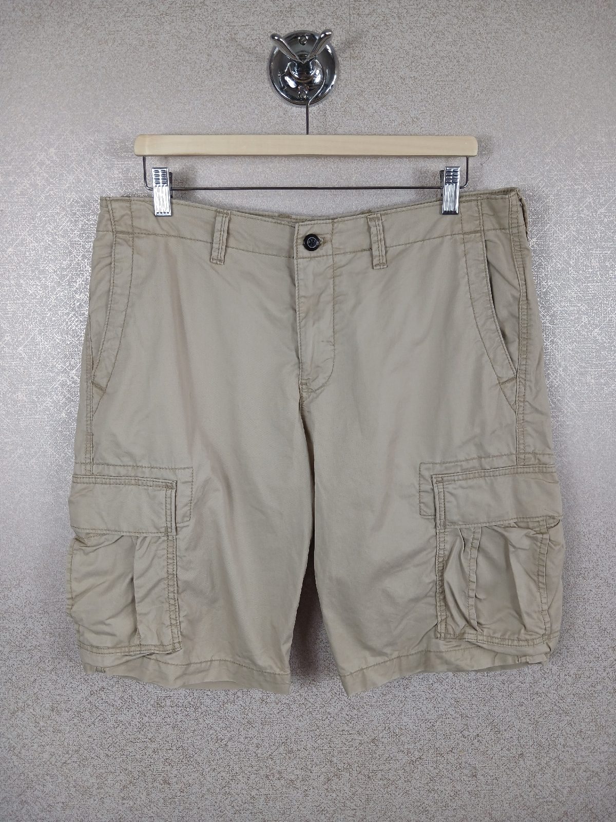 Gap Khakis Lived In Mens 34 Cargo Shorts Tan Beige Cotton Casual Utility Combats