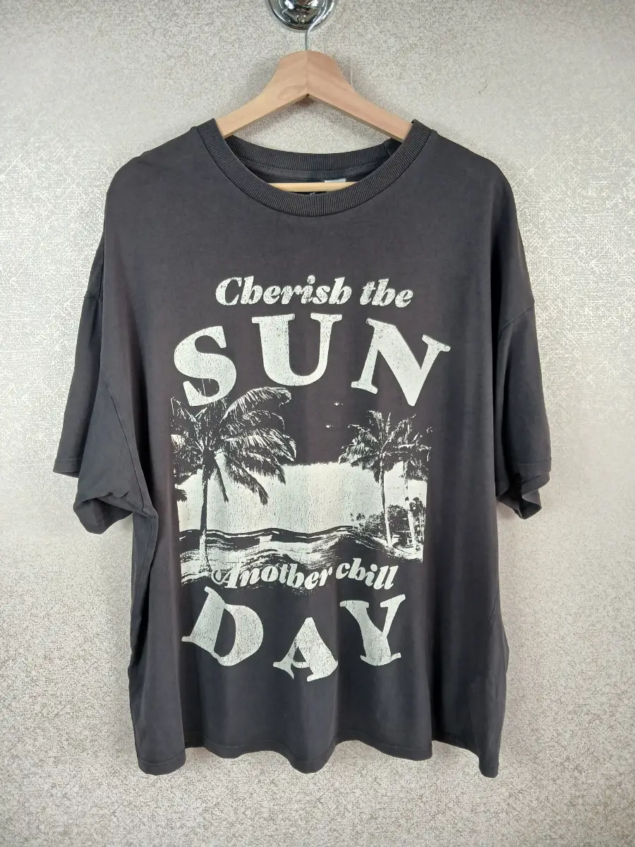 H&M Divided Oversized Graphic Tshirt S Small Black Cherish The Sun Vintage Top