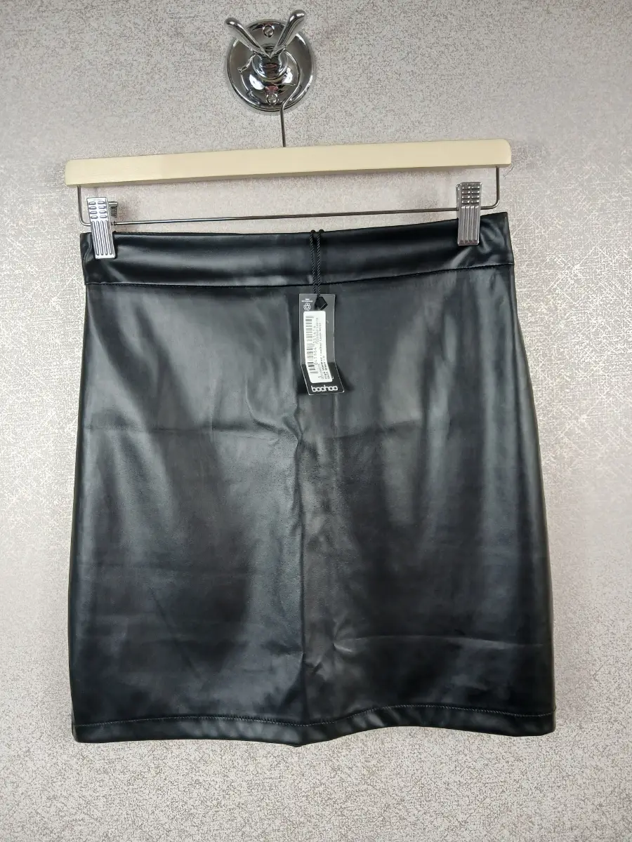 BNWT Black Faux Leather Mini Skirtbsize UK 8 Womens PU Wet Look Glam By Boohoo