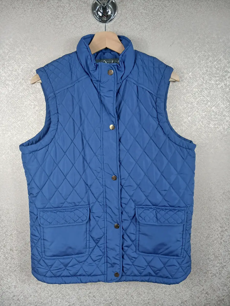 Dales Collection Blue Quilted Gilet Bodywarmer Jacket Womens 14 Diamond Padded