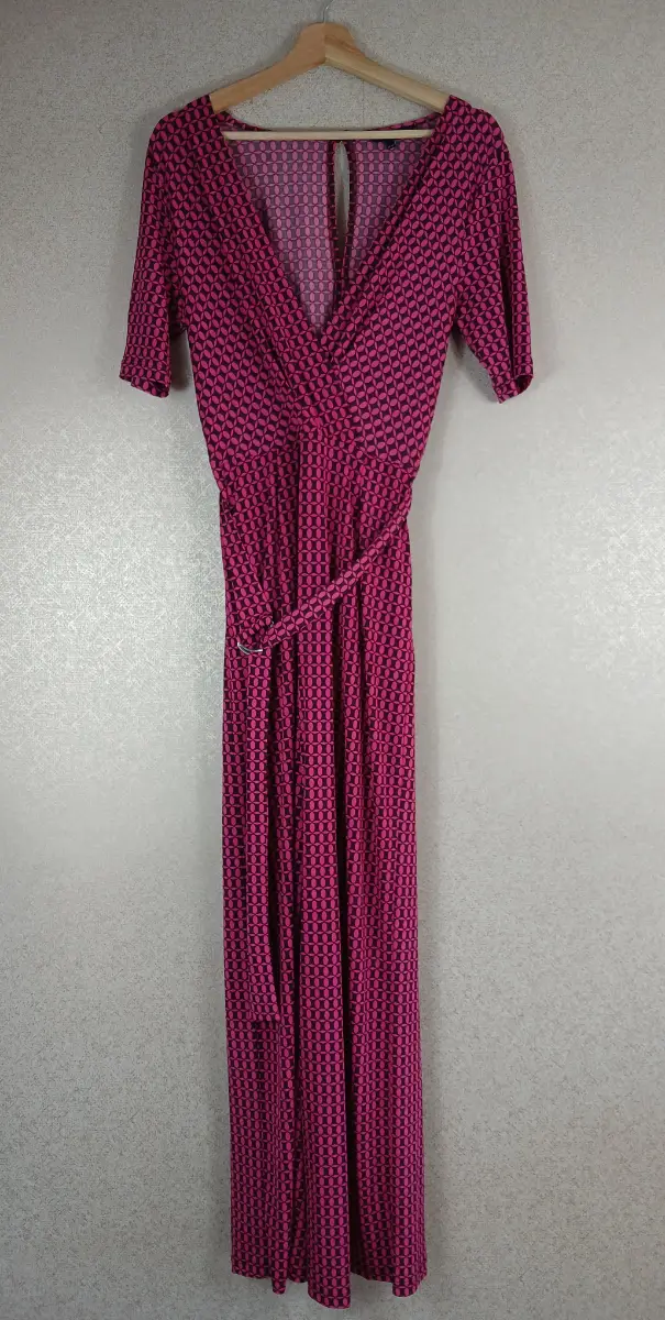 Kaleidoscope Pink Geometric Print Jumpsuit UK 12 Wrap Front Wide Leg Glamorous
