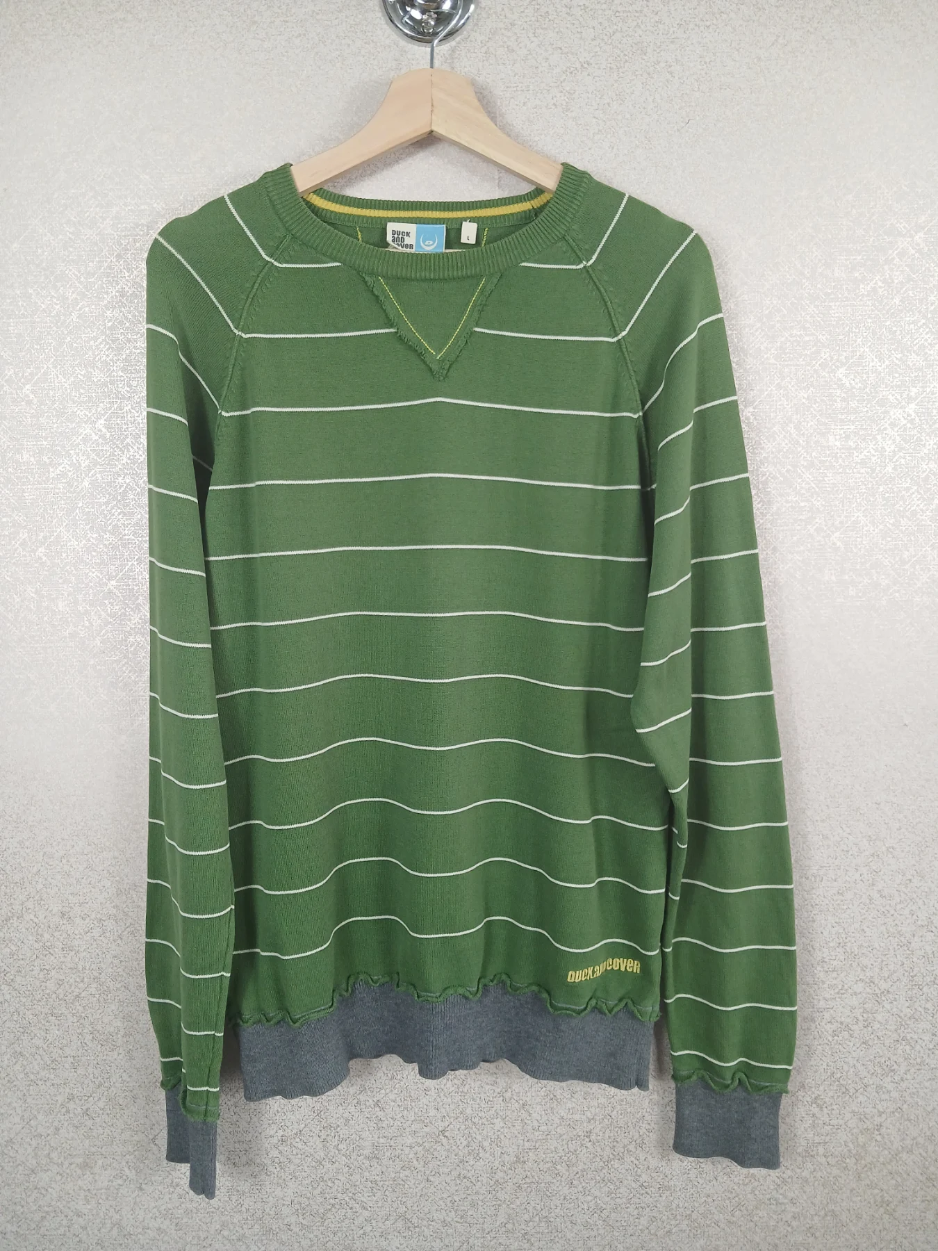 Vintage 2007 Duck & Cover Mens Jumper Large Green Y2K Indie Sweater Oxbridge VGC