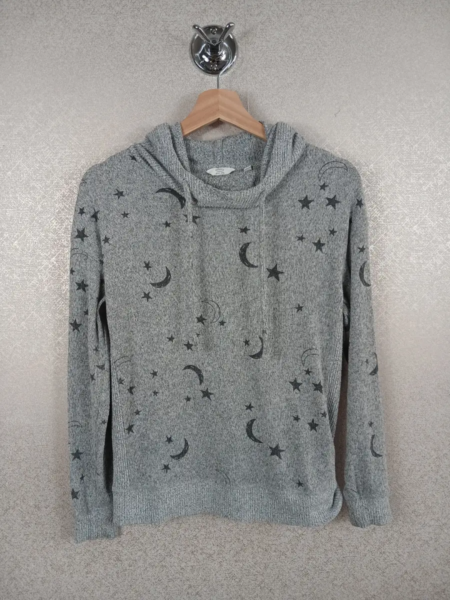 Fat Face Grey Moon Stars Celestial Ribbed Knit Lounge Hoodie Jumper Top UK 6 VGC
