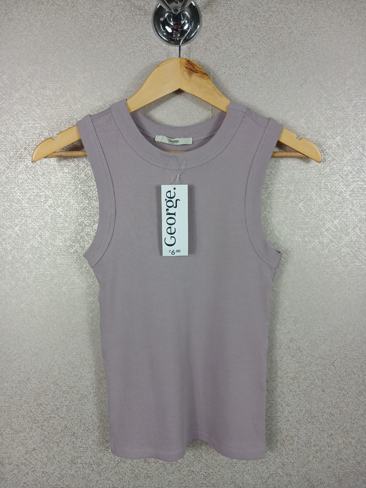 George Womens Lilac Purple Ribbed Tank Top Vest Size 10 BNWT Summer Sleeveless