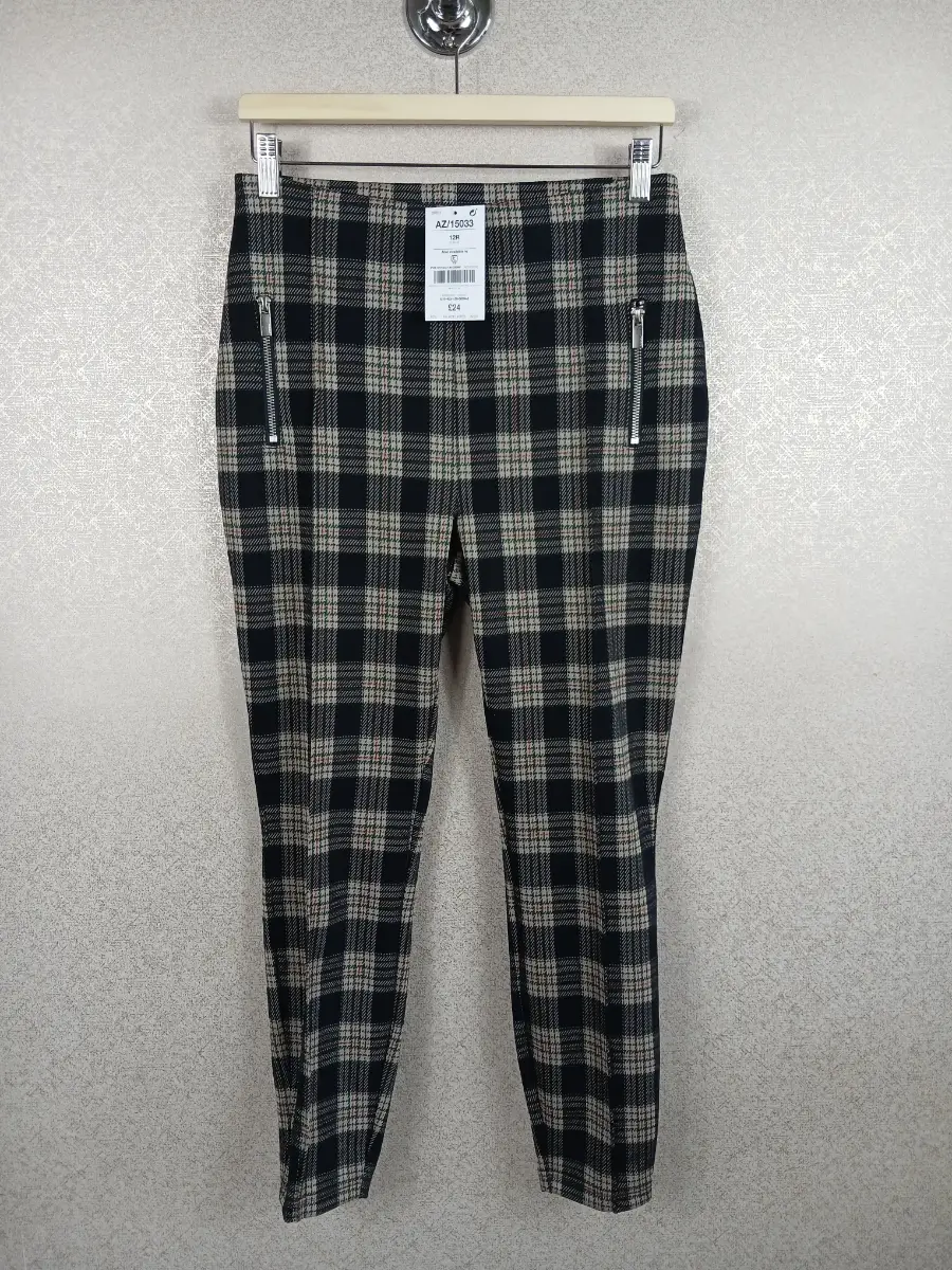 Next Womens Tartan Check Trousers Size 12 R Brown Tan Plaid Zip Trousers BNWT