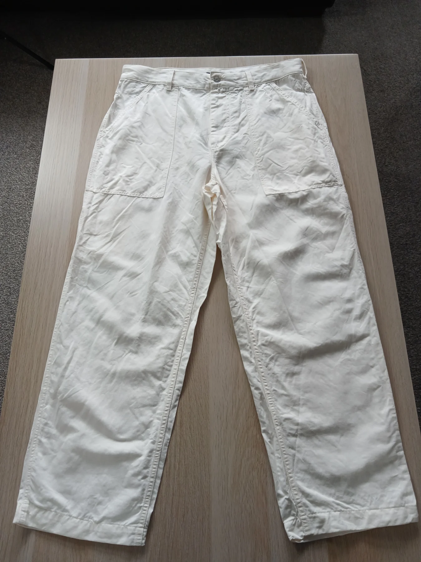 Tommy Hilfiger Murray Wide Fit White Linen Cotton Cargo Pants Trousers W34 L32