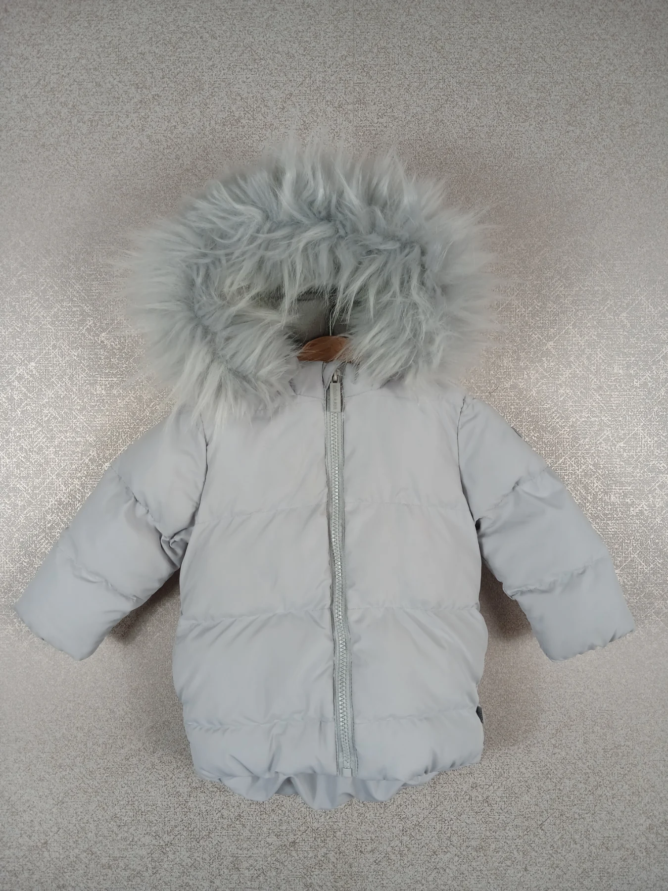 Mitch & Son Boys Grey Puffer Coat 12M Niko Faux Fur Hooded Winter Jacket 1 Year