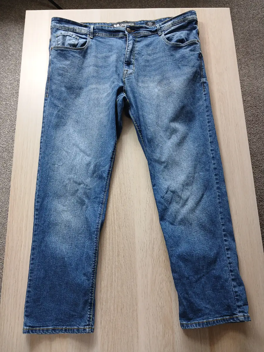 Crosshatch Cadman Jeans Mens W40 Size 40 Straight Leg Blue Wash Denim Trousers