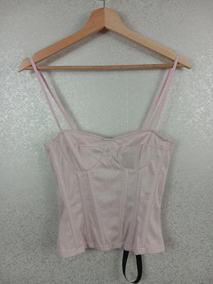 PrettyLittleThing Pink Sparkle Mesh Corset Top Size UK 8 BNWT Structured Party