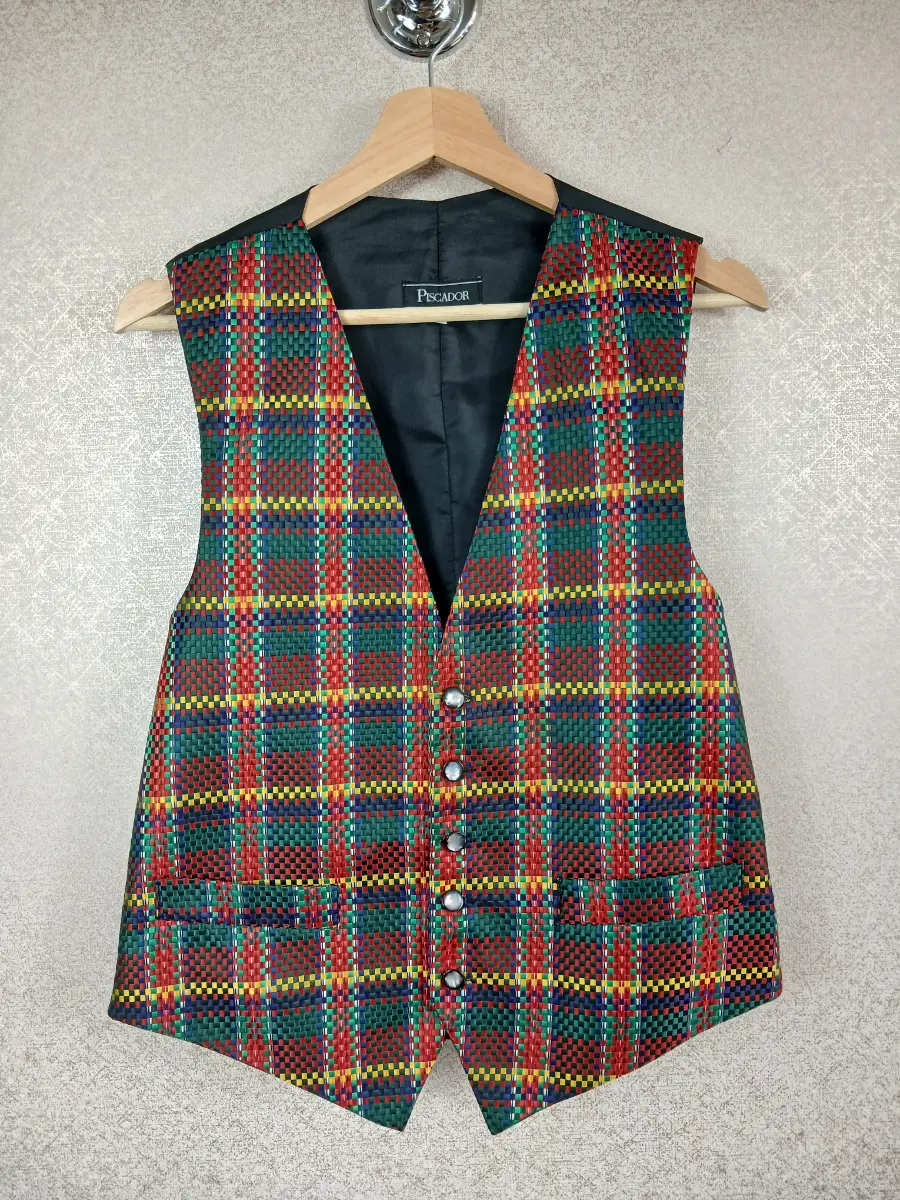 Vintage Piscador Mens Tartan Plaid Waistcoat Vest Medium M Scottish Wedding VGC