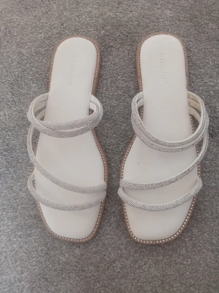 Silver and white primark glitter sandles size 8